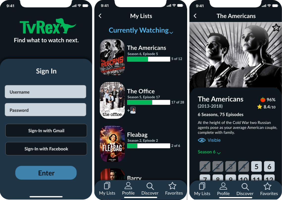 two images of TV Show app